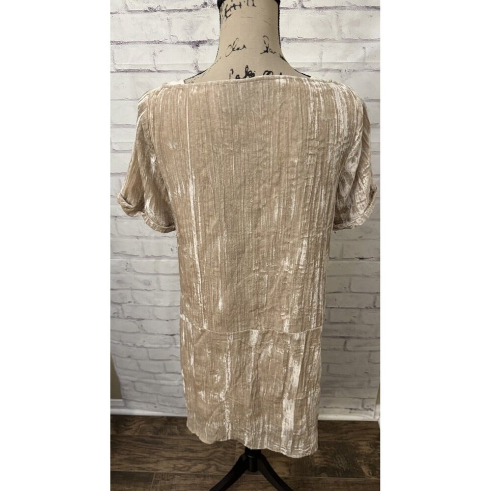 Floreat Anthropologie Crushed Velvet Sheath Dress Size XS Beige Pockets Party - Picture 4 of 11